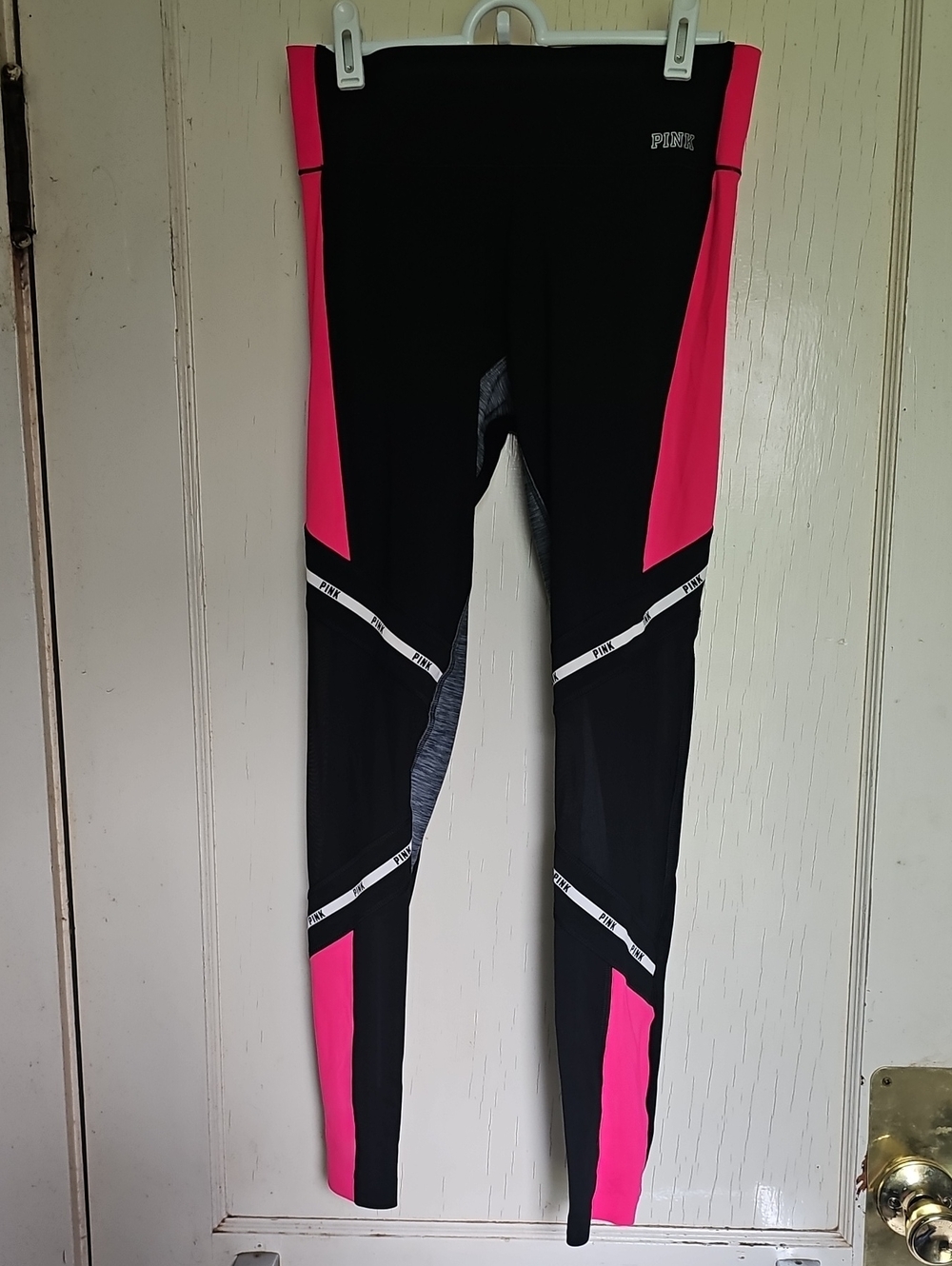 PINK Victoria's Secret Black & Hot Pink Performance Leggings